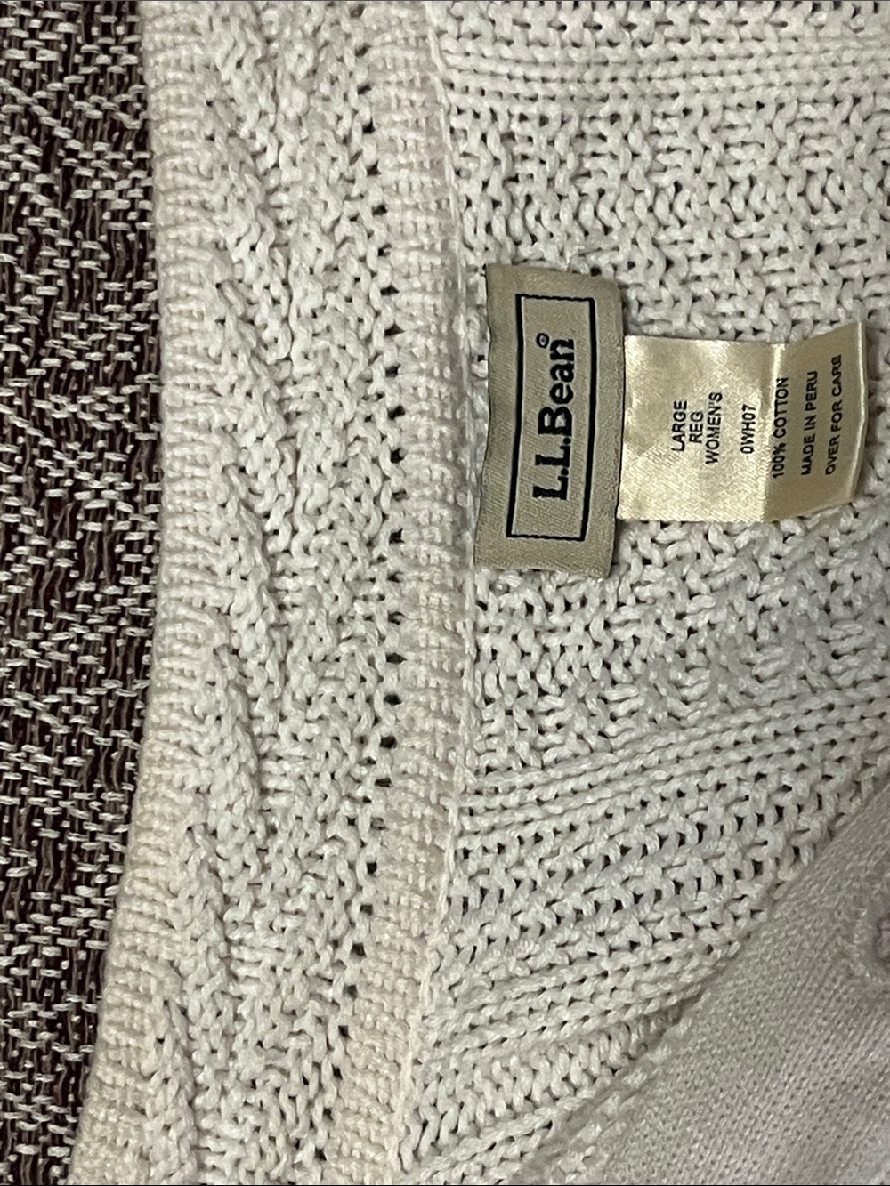 L.L. Bean Cream Cable-Knit Button Cardigan - Picture 5 of 7